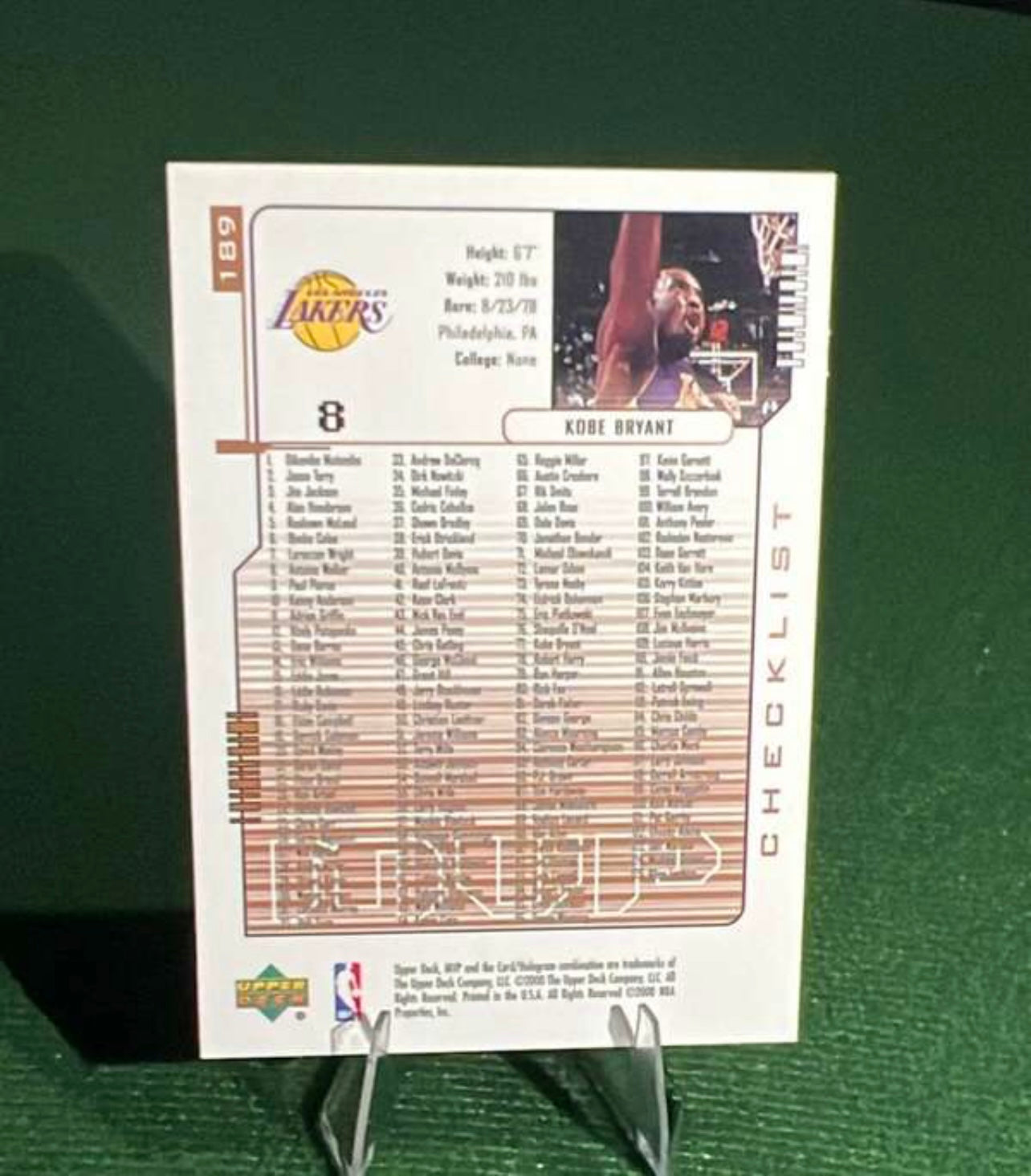 Kobe Bryant #189 Upper Deck MVP